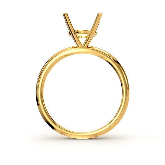 14K Yellow Gold 6.5mm Round Basket Solitaire Stone Ring Mounting