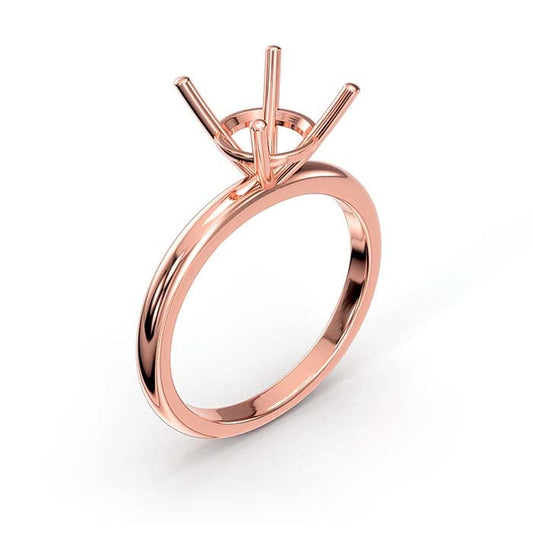 18K Rose Gold 6.5mm Round Basket Solitaire Stone Ring Mounting