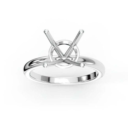 18K White Gold 6.5mm Round Basket Solitaire Stone Ring Mounting