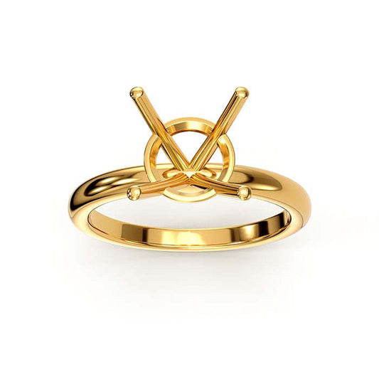 18K Yellow Gold 6.5mm Round Basket Solitaire Stone Ring Mounting