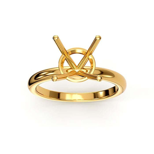 18K Yellow Gold 6.5mm Round Basket Solitaire Stone Ring Mounting