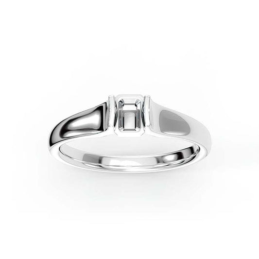 14K White Gold 5 x 4mm Emerald-Cut Stone Ring Mounting