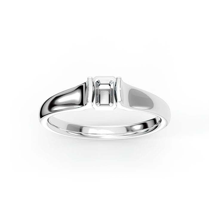 14K White Gold 5 x 4mm Emerald-Cut Stone Ring Mounting