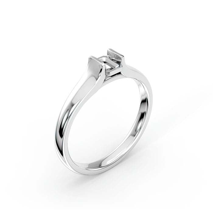 14K White Gold 5 x 4mm Emerald-Cut Stone Ring Mounting