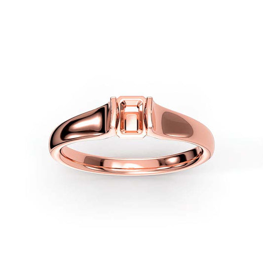 18K Rose Gold 5 x 4mm Emerald-Cut Stone Ring Mounting