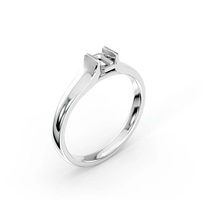 18K White Gold 5 x 4mm Emerald-Cut Stone Ring Mounting