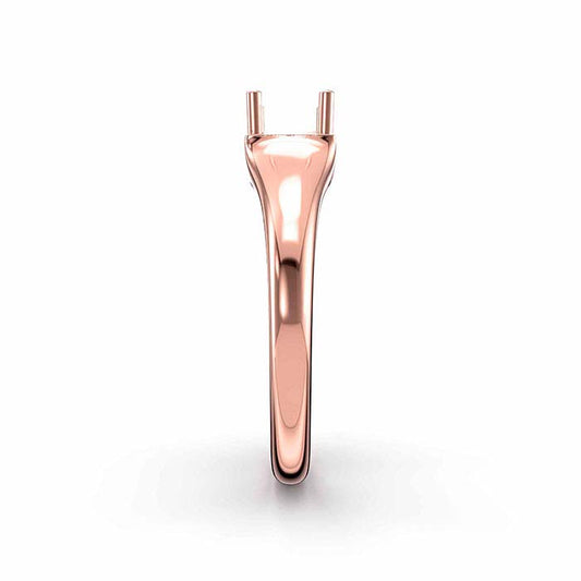 14K Rose Gold 4.5mm Princess Solitaire Stone Ring Mounting