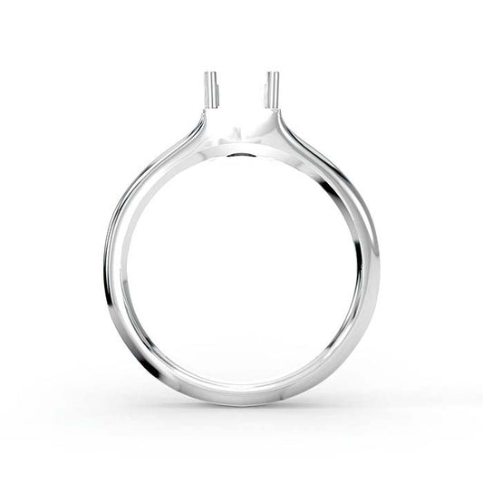 14K White Gold 4.5mm Princess Solitaire Stone Ring Mounting