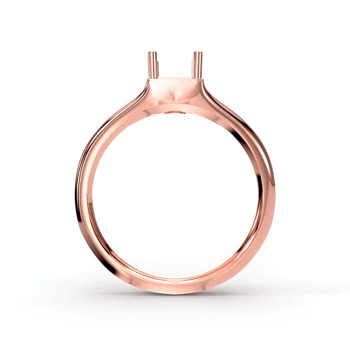 18K Rose Gold 4.5mm Princess Solitaire Stone Ring Mounting