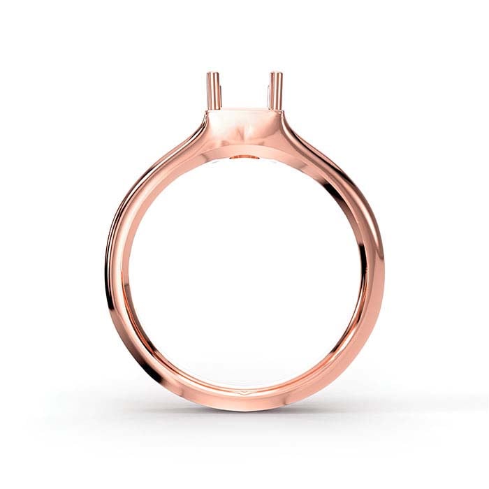 18K Rose Gold 4.5mm Princess Solitaire Stone Ring Mounting