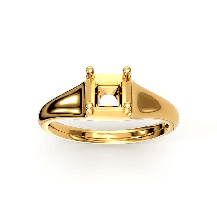 Ringfassung aus 18 Karat Gelbgold mit 4,5 mm Solitärstein im Princess-Stil