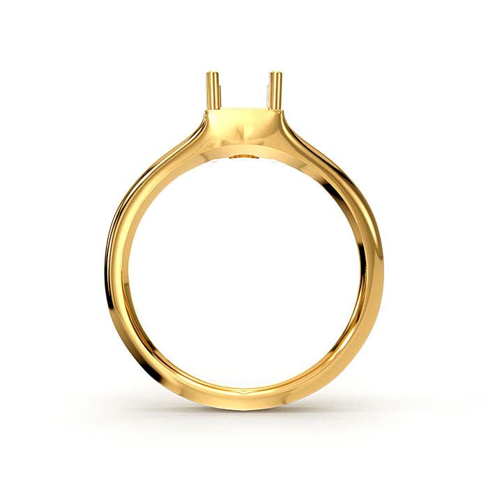18K Yellow Gold 4.5mm Princess Solitaire Stone Ring Mounting