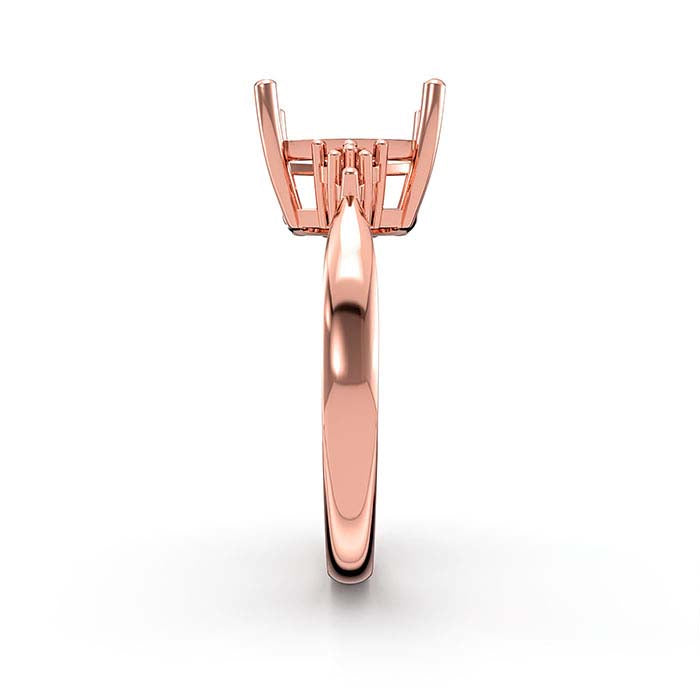 14K Rose Gold 10 x 7mm Emerald-Cut Stone Ring Mounting