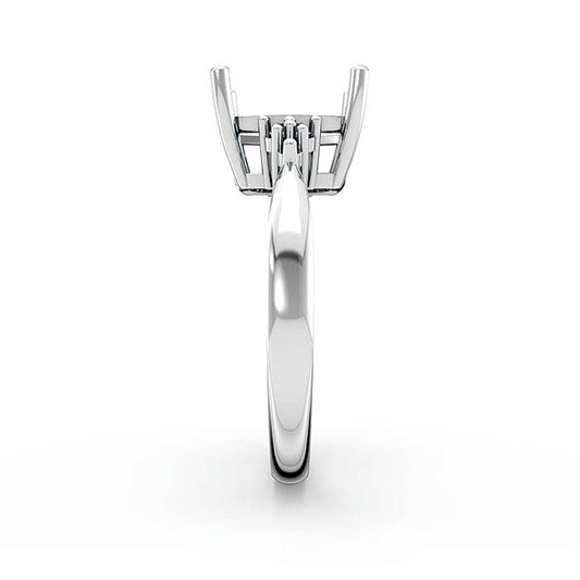 14K White Gold 10 x 7mm Emerald-Cut Stone Ring Mounting