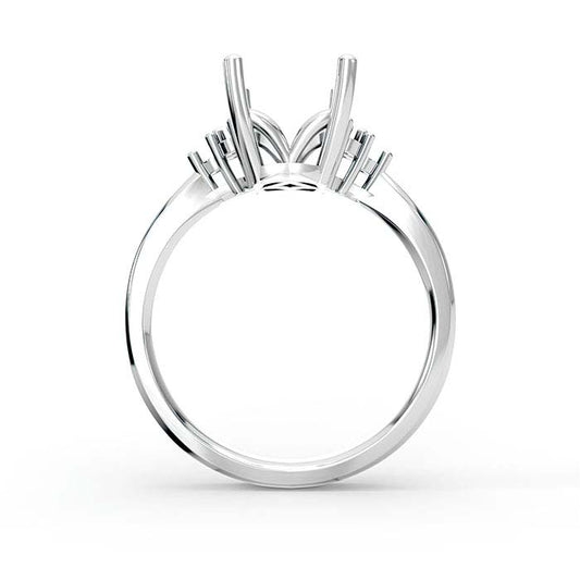 14K White Gold 10 x 7mm Emerald-Cut Stone Ring Mounting