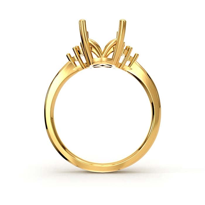 14K Yellow Gold 10 x 7mm Emerald-Cut Stone Ring Mounting