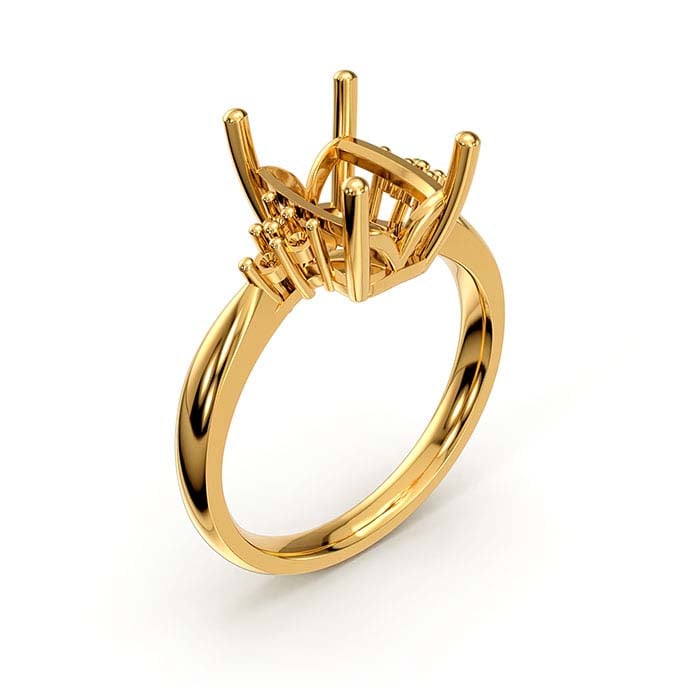 14K Yellow Gold 10 x 7mm Emerald-Cut Stone Ring Mounting