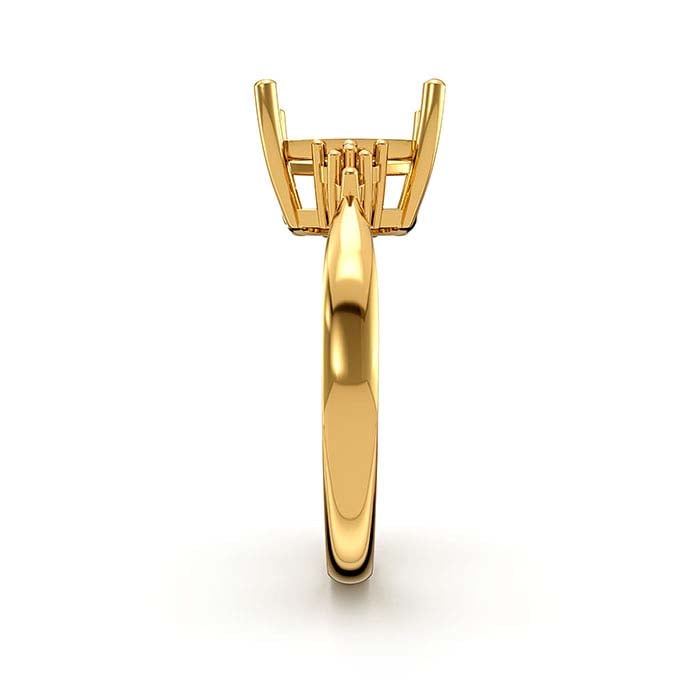 14K Yellow Gold 10 x 7mm Emerald-Cut Stone Ring Mounting