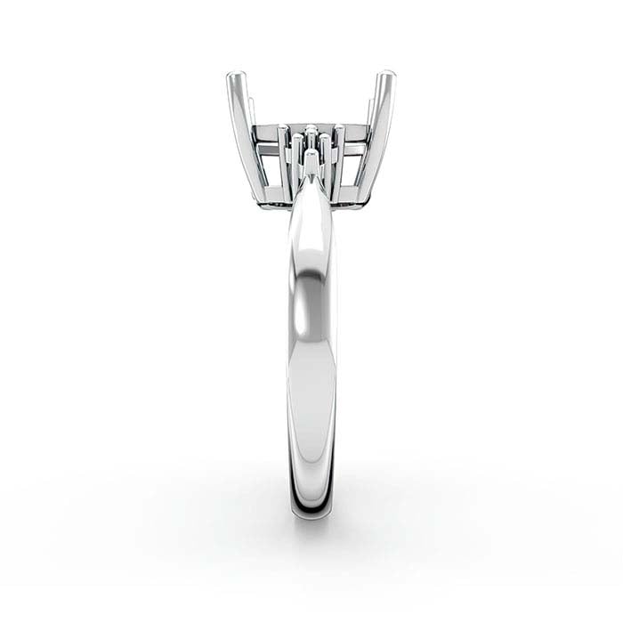 18K White Gold 10 x 7mm Emerald-Cut Stone Ring Mounting
