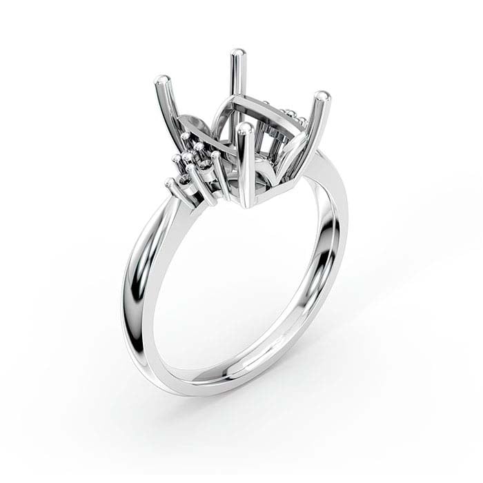 18K White Gold 10 x 7mm Emerald-Cut Stone Ring Mounting