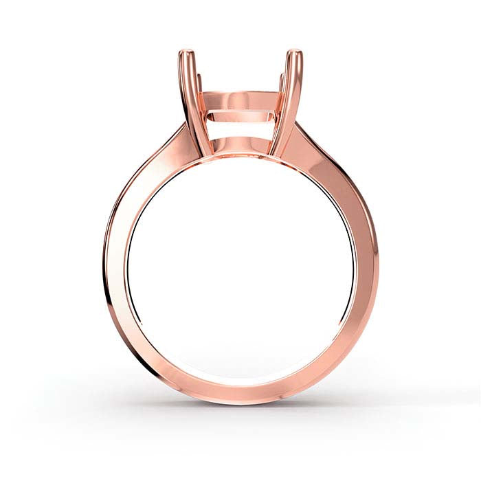 14K Rose Gold 9mm Cushion Solitaire Stone Ring Mounting