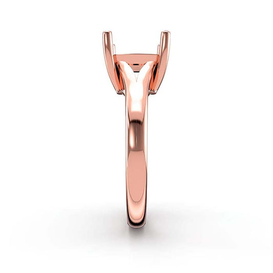 14K Rose Gold 9mm Cushion Solitaire Stone Ring Mounting