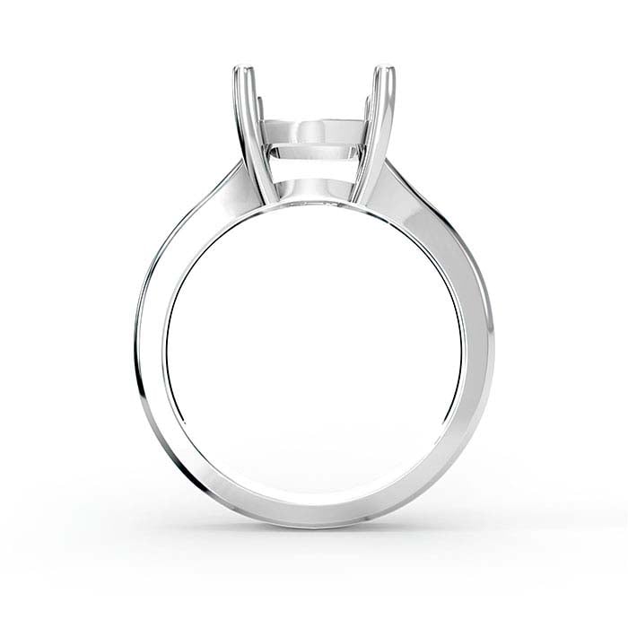 14K White Gold 9mm Cushion Solitaire Stone Ring Mounting