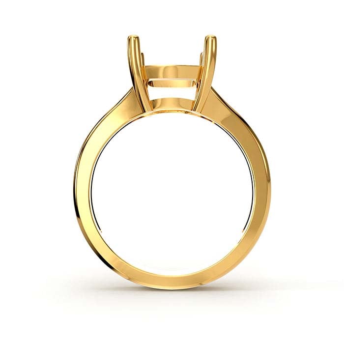 Montatura per anello solitario a cuscino da 9 mm in oro giallo 14K
