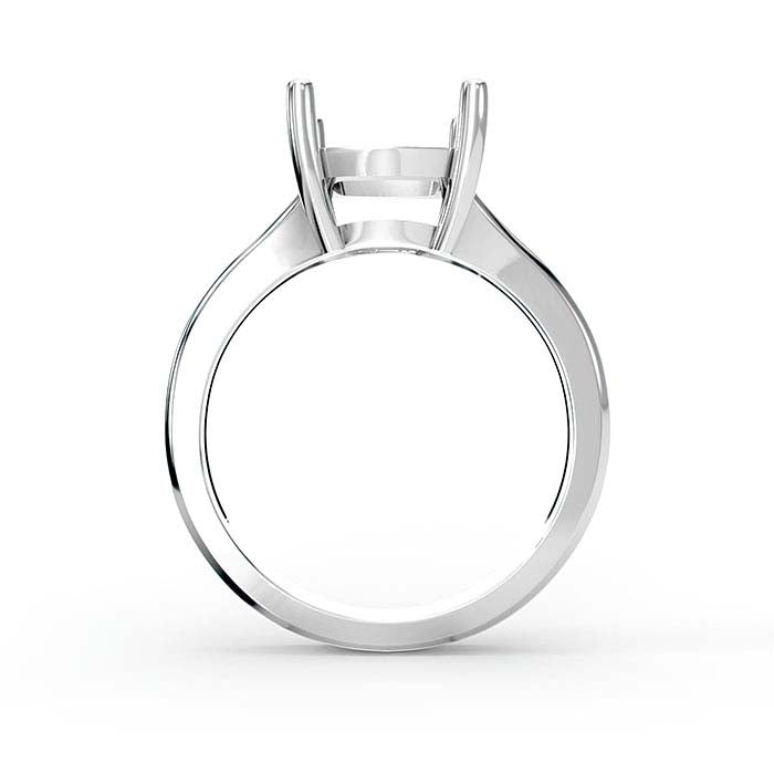 18K White Gold 9mm Cushion Solitaire Stone Ring Mounting