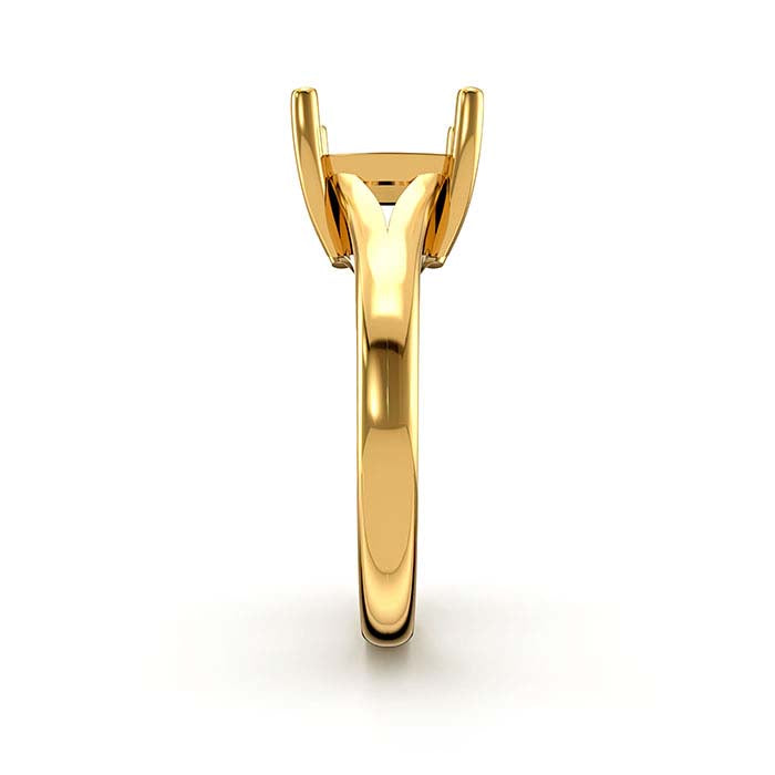 18K Yellow Gold 9mm Cushion Solitaire Stone Ring Mounting