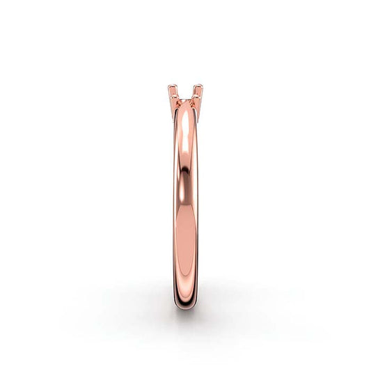 14K Rose Gold Baguette & Round Stone Ring Mounting