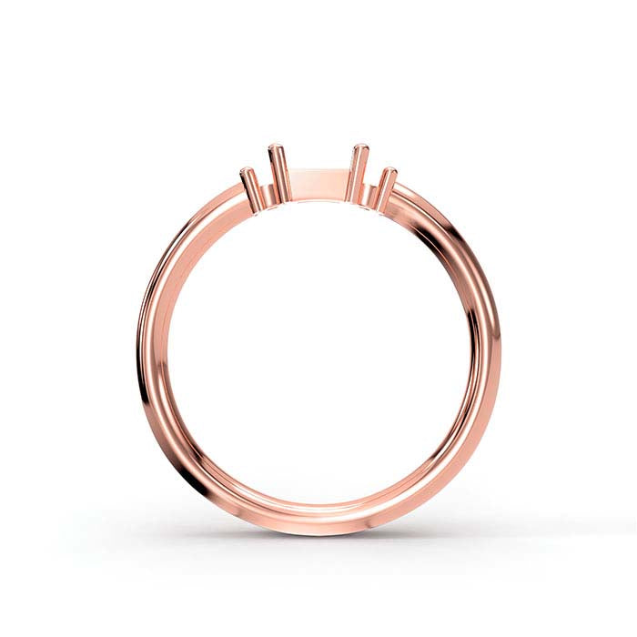 14K Rose Gold Baguette & Round Stone Ring Mounting