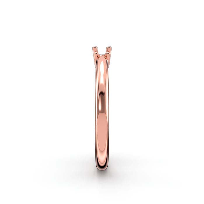 14K Rose Gold Baguette & Round Stone Ring Mounting