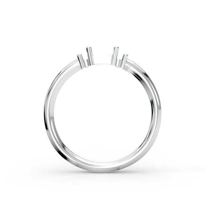 14K White Gold Baguette & Round Stone Ring Mounting