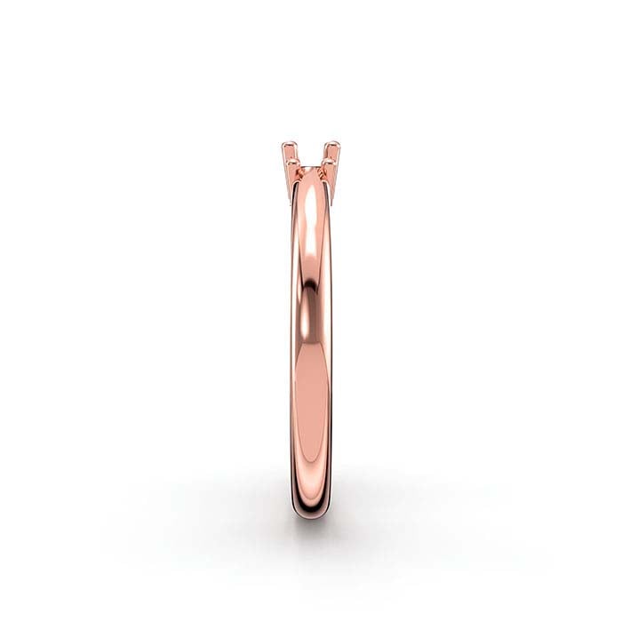 18K Rose Gold Baguette & Round Stone Ring Mounting