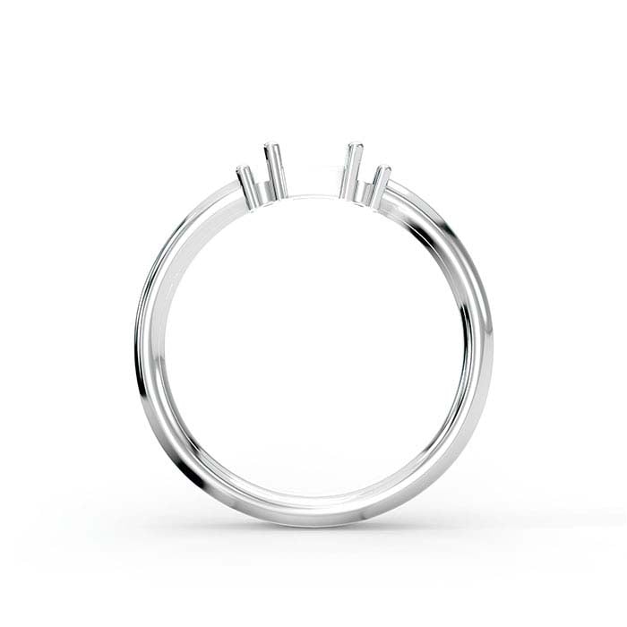 18K White Gold Baguette & Round Stone Ring Mounting