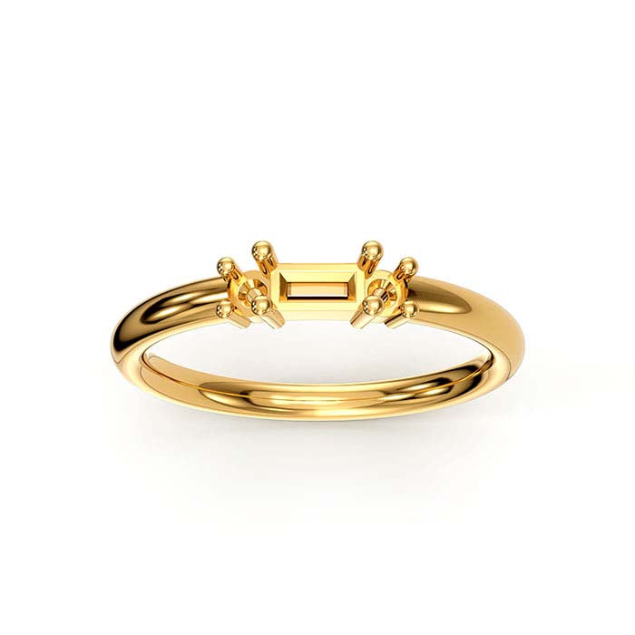 18K Yellow Gold Baguette & Round Stone Ring Mounting