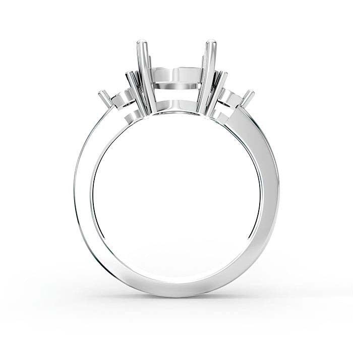 14K Witgouden Ovale & Ronde Steen Ringzetting