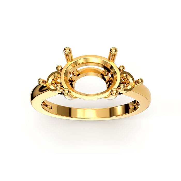 Ringfassung aus 18 Karat Gelbgold mit ovalen und runden Steinen