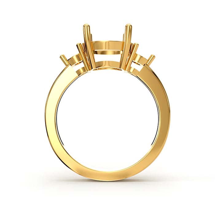 Ringfassung aus 18 Karat Gelbgold mit ovalen und runden Steinen