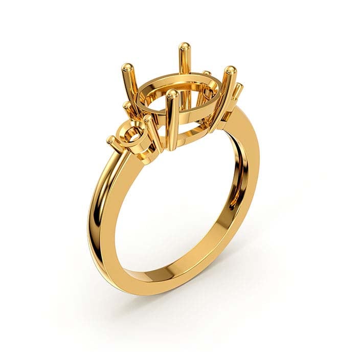 Ringfassung aus 18 Karat Gelbgold mit ovalen und runden Steinen