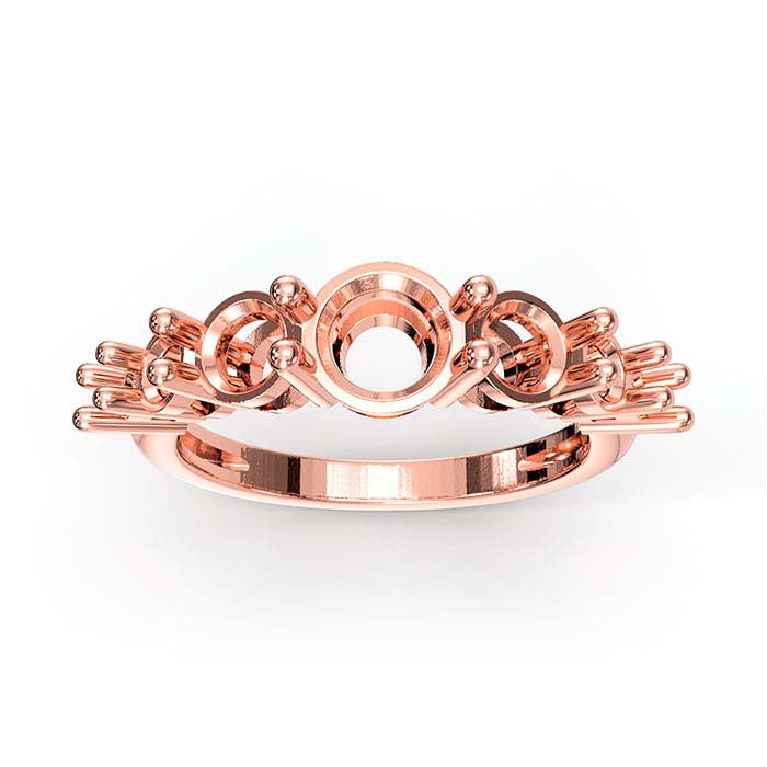 14K Rose Gold Round Seven Stone Ring Mounting
