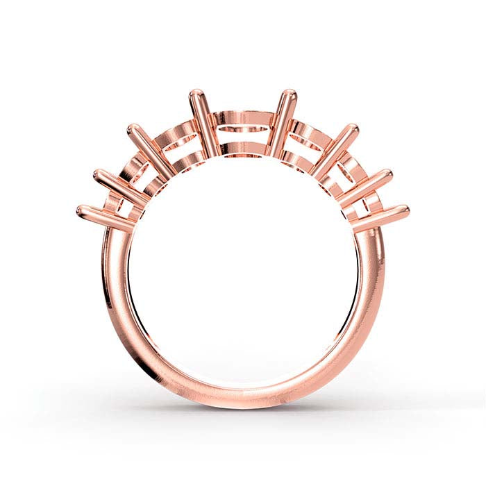 14K Rose Gold Round Seven Stone Ring Mounting