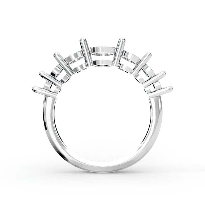 14K White Gold Round Seven Stone Ring Mounting
