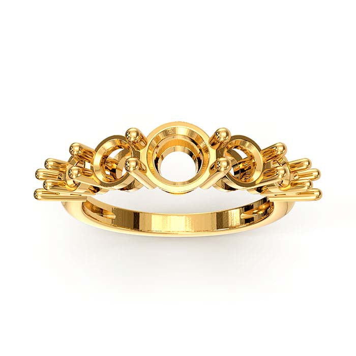 14K Geelgouden Ronde Zeven Stenen Ringmontuur