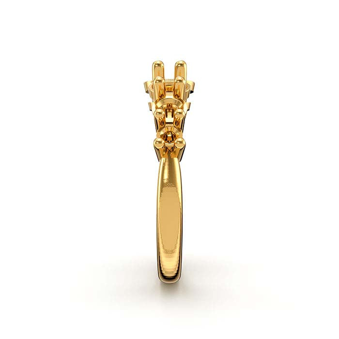 14K Geelgouden Ronde Zeven Stenen Ringmontuur