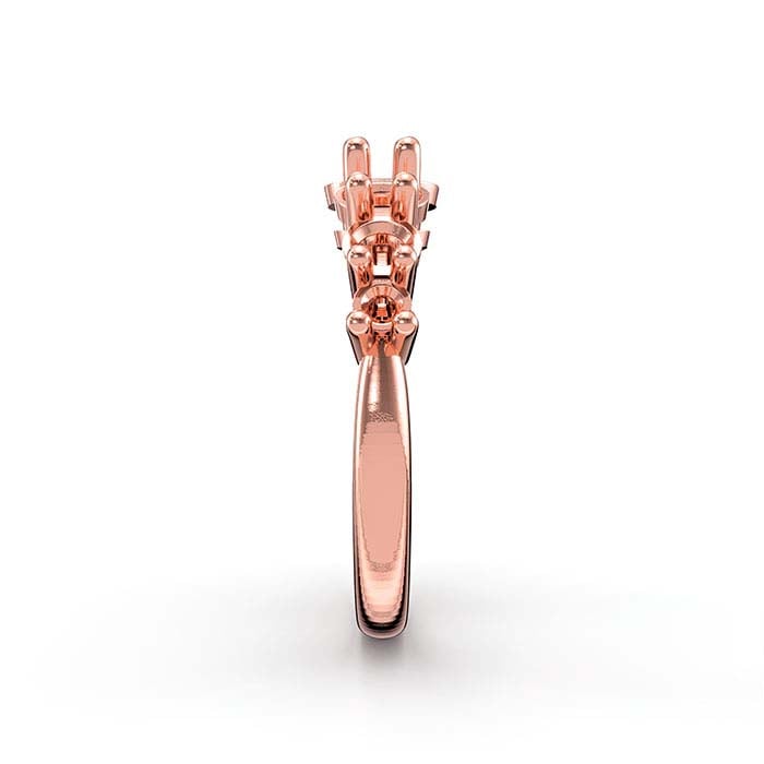 Fassung für runden Ring aus 18 Karat Roségold mit sieben Steinen
