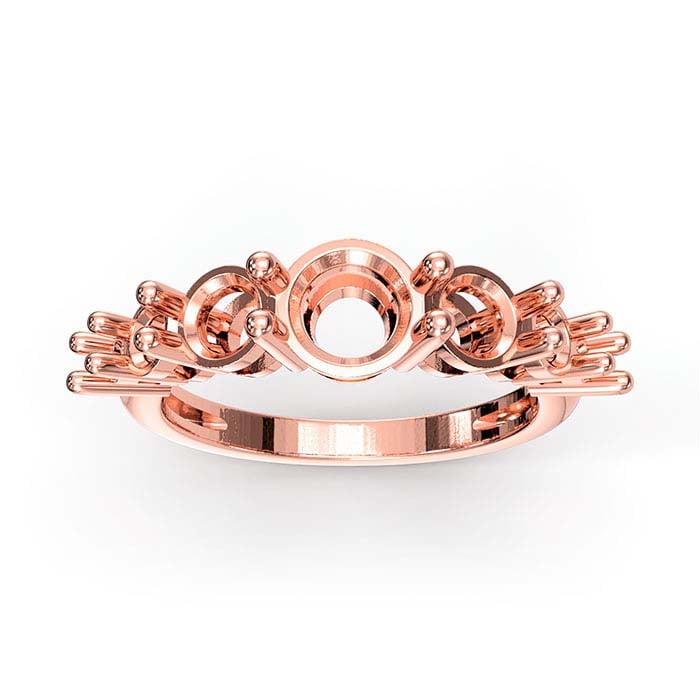 18K Roségull Rund Sju Steners Ringinnfatning