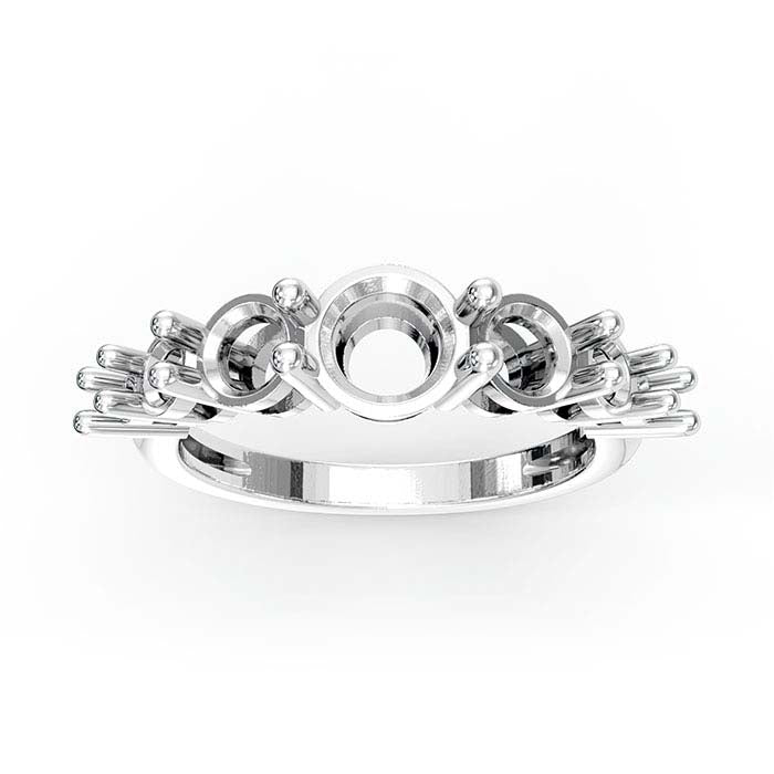18K Vitt Guld Rund Sju Sten Ringfattning