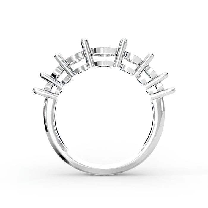 18K Vitt Guld Rund Sju Sten Ringfattning
